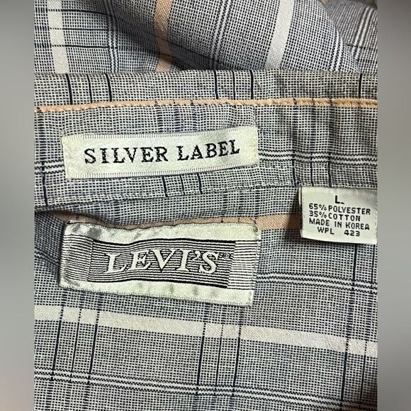 VTG Levi Silver Label Plaid Buttondown Gray L - Picture 6 of 7